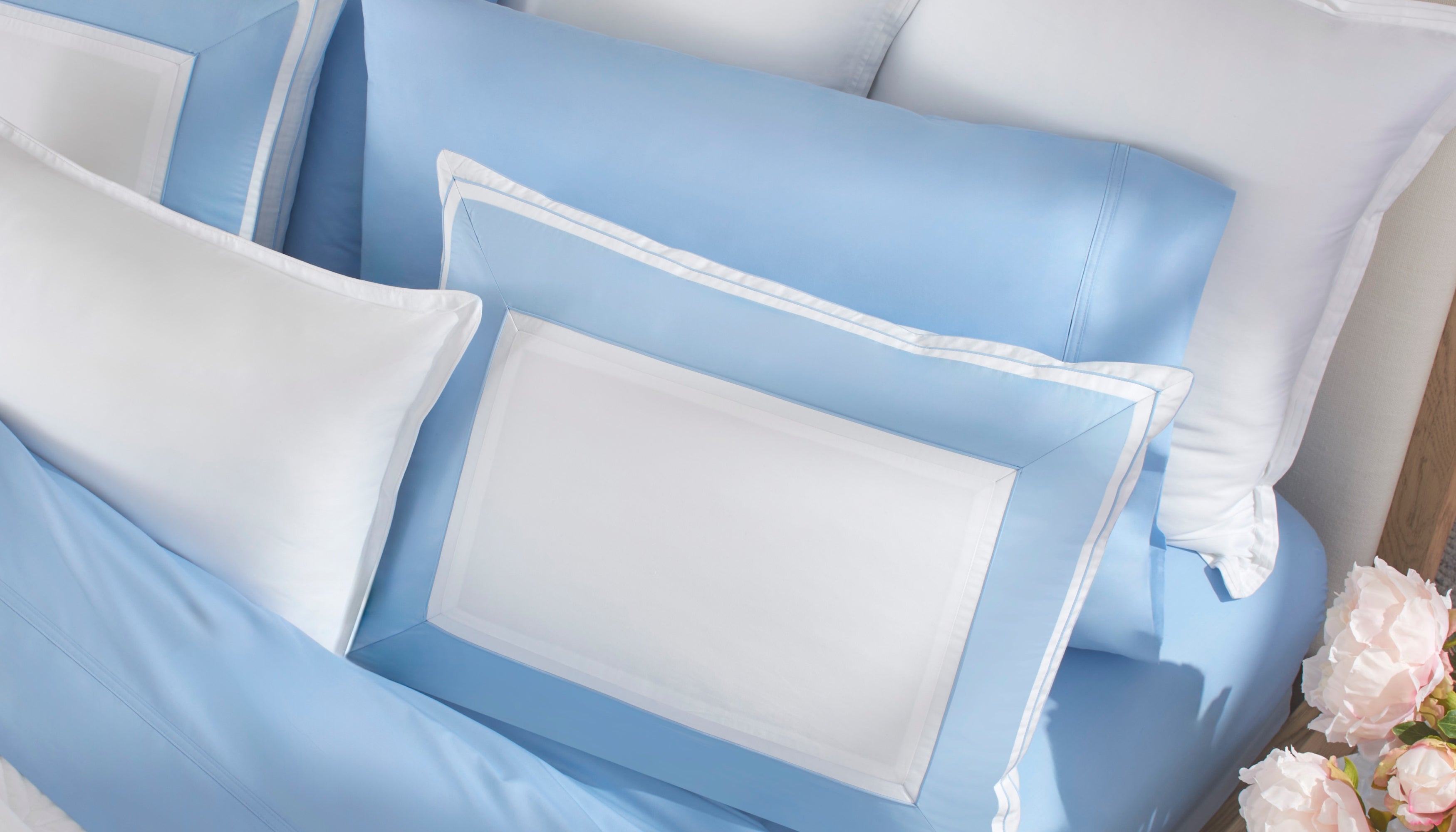 WAMSUTTA 725 thread count クイーンサイズボックスシーツ BandedBorder_DuvetSet_Pristine