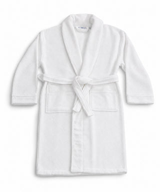 White cotton robe with a tied belt.