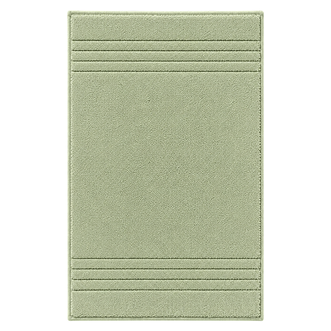 Green bath mat with textured stripe details.