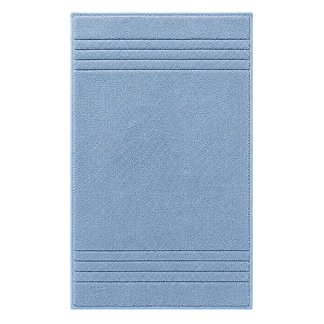 Powder blue bath mat with textured stripe details.