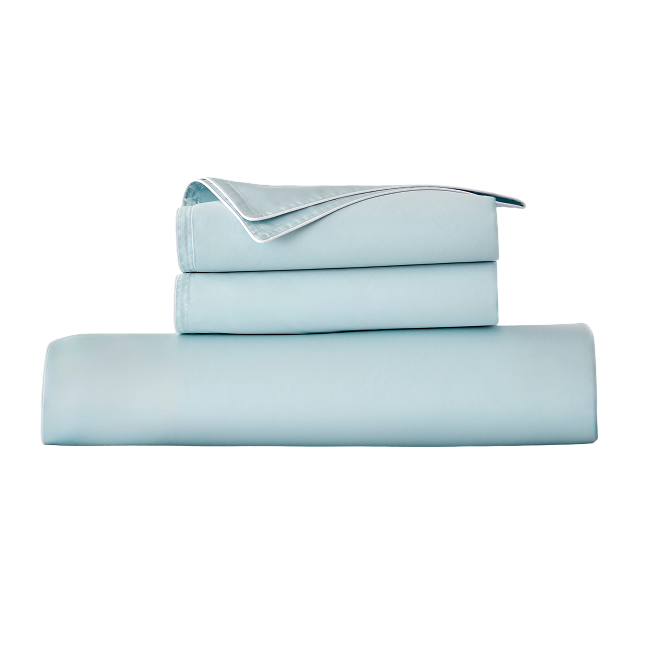 Pastel blue solid duvet cover set.