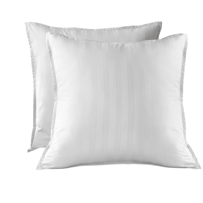 White striped Euro sham set with tonal stripe pattern.