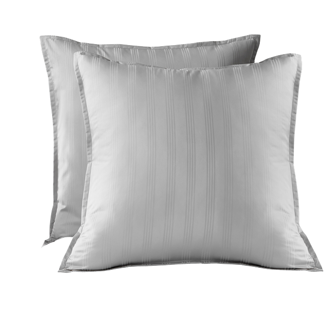 Grey striped Euro sham set with tonal stripe pattern.