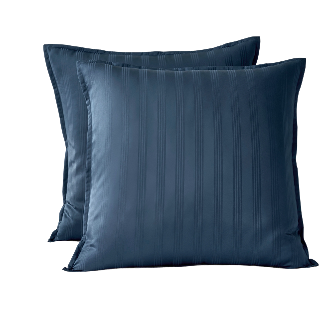 Blue striped Euro sham set with tonal stripe pattern.
