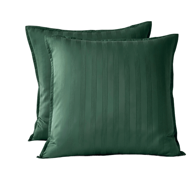 Green striped Euro sham set with tonal stripe pattern.