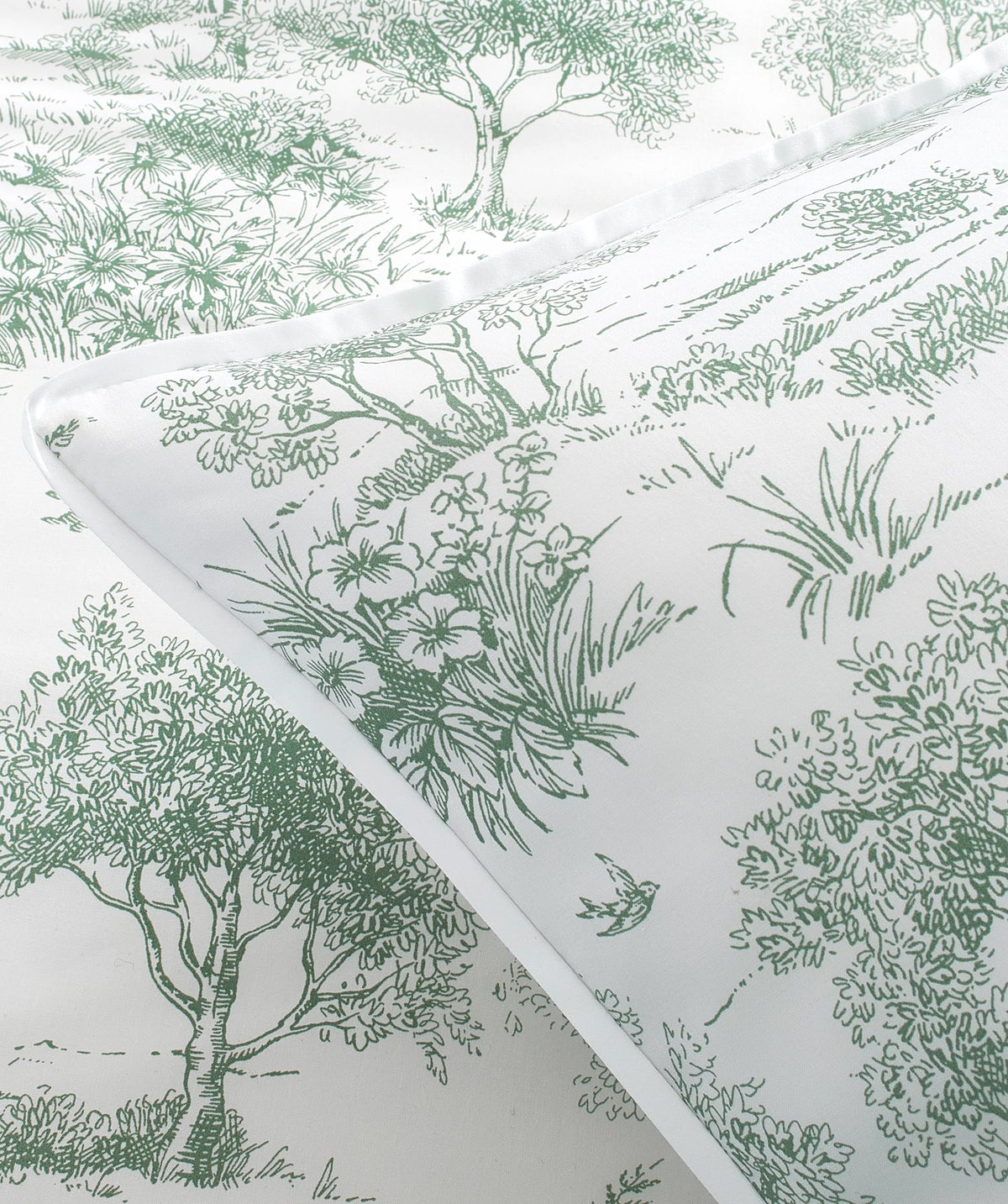 Close-up of the garden toile print.