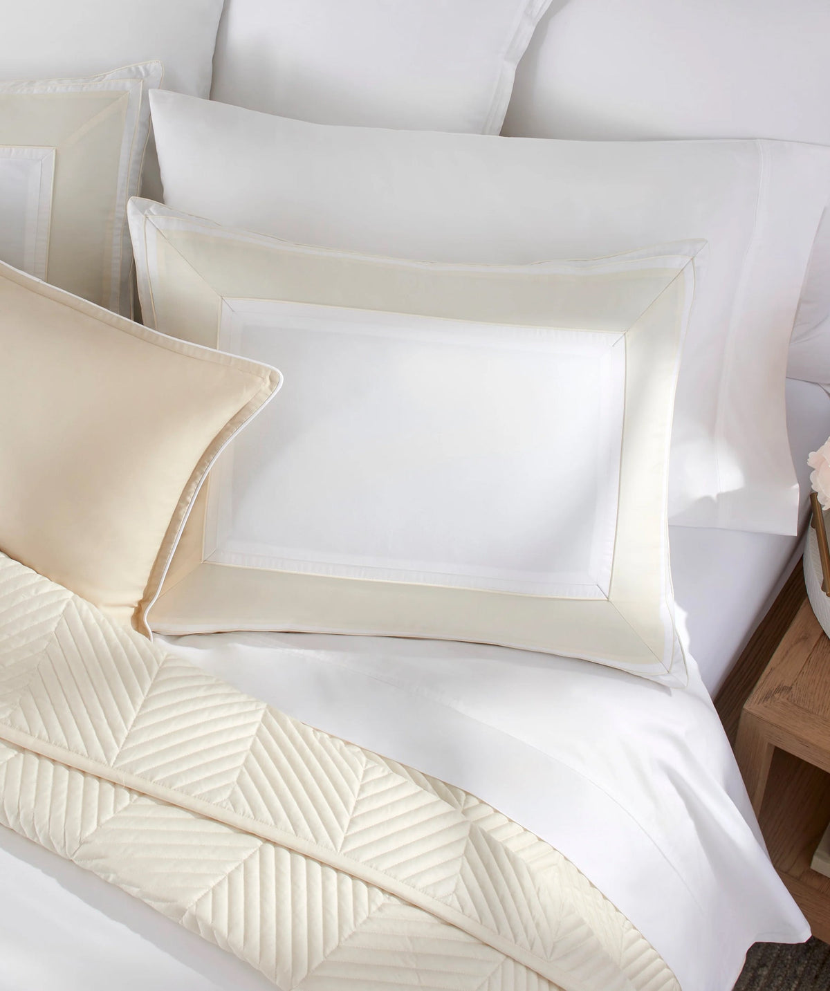 Decorative duvet cover set styled on bed.