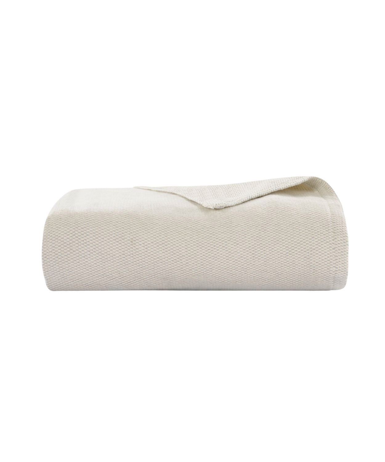 A folded cream-colored woven textile, likely a blanket or throw, shown on a solid white background.