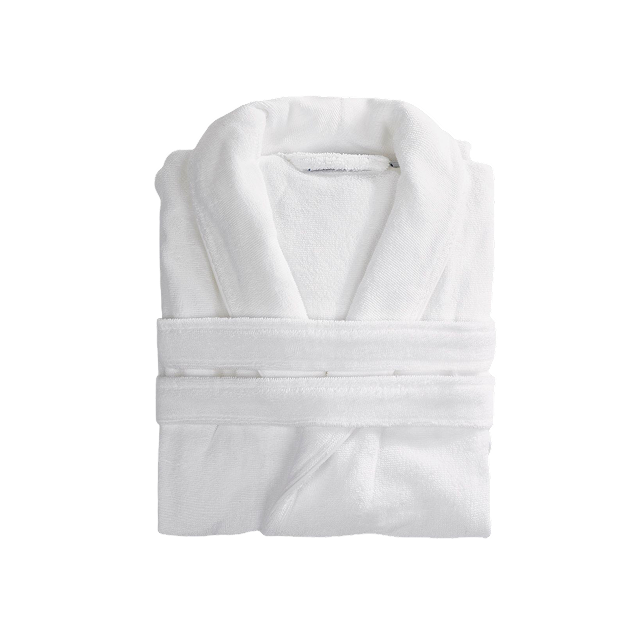 White cotton robe, front view.